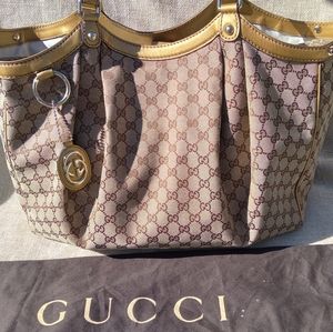 Gucci Large GG Monogram Gold Trim Sukey